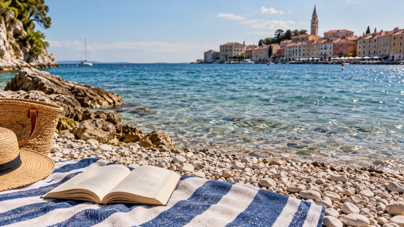 A book beside the Adriatic at Piran